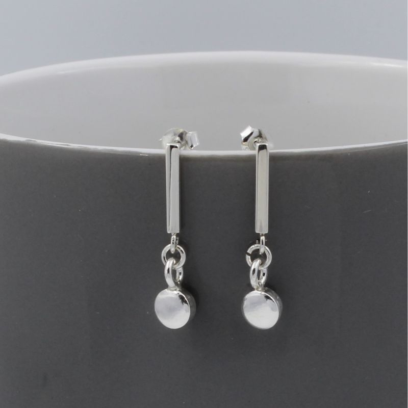 Silver Bar Drop Earrings